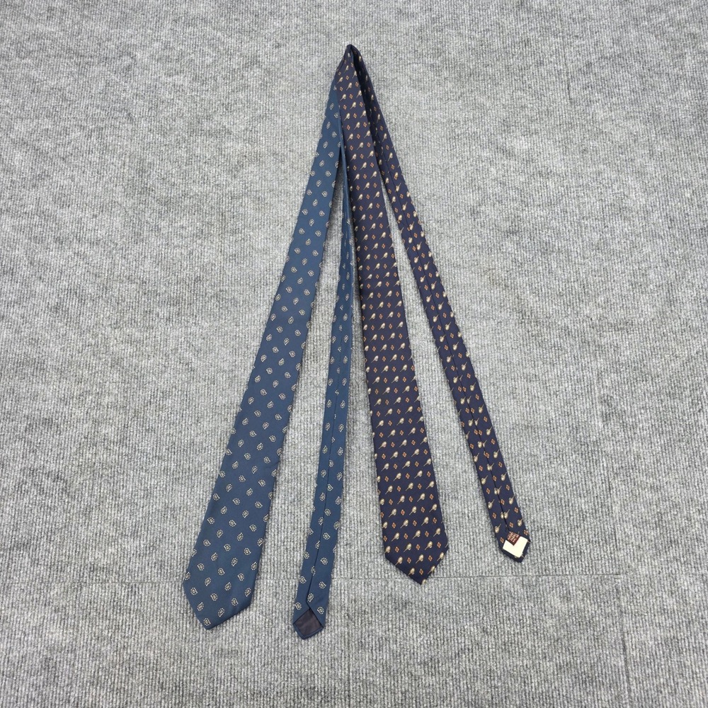 Chaps Ralph Lauren Mens Silk Tie Lot 2 Navy Tennis Racket Blue Paisley Vintage